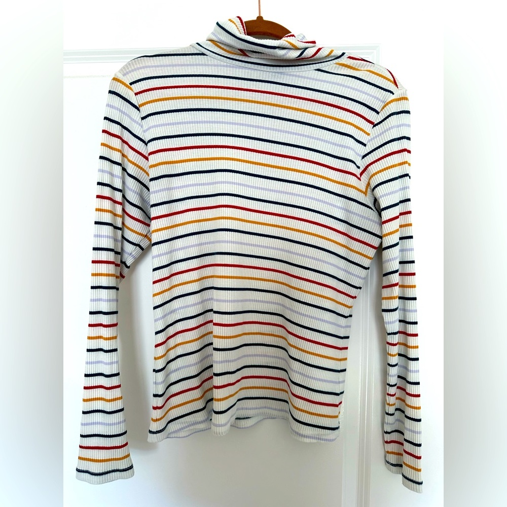 Old Navy - Striped Rib-Knit Long-Sleeve Turtleneck Top for Women